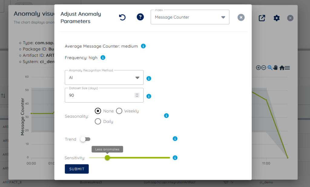 Amphi - adjust AI Anomaly parameters