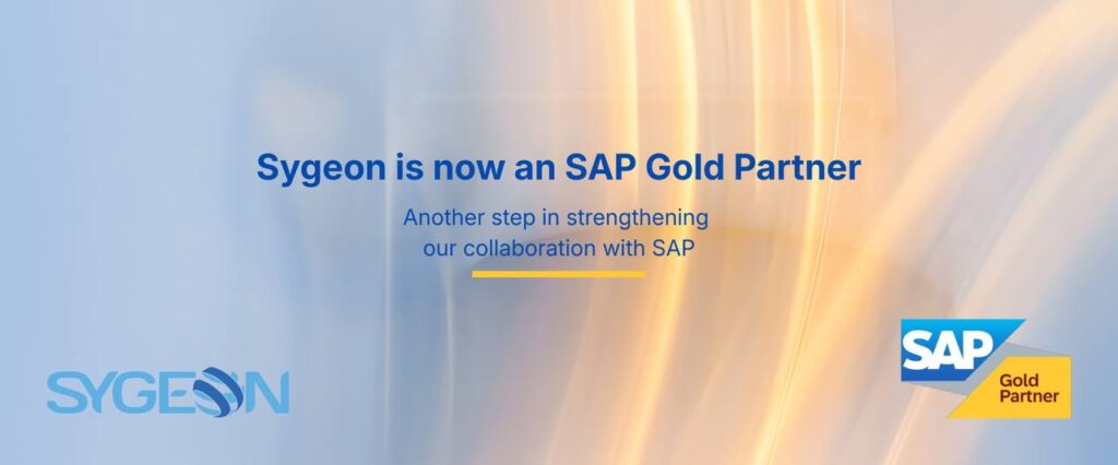 Banner reading Sygeon is now an SAP Gold Partner, with the Sygeon logo and the SAP Gold Partner badge